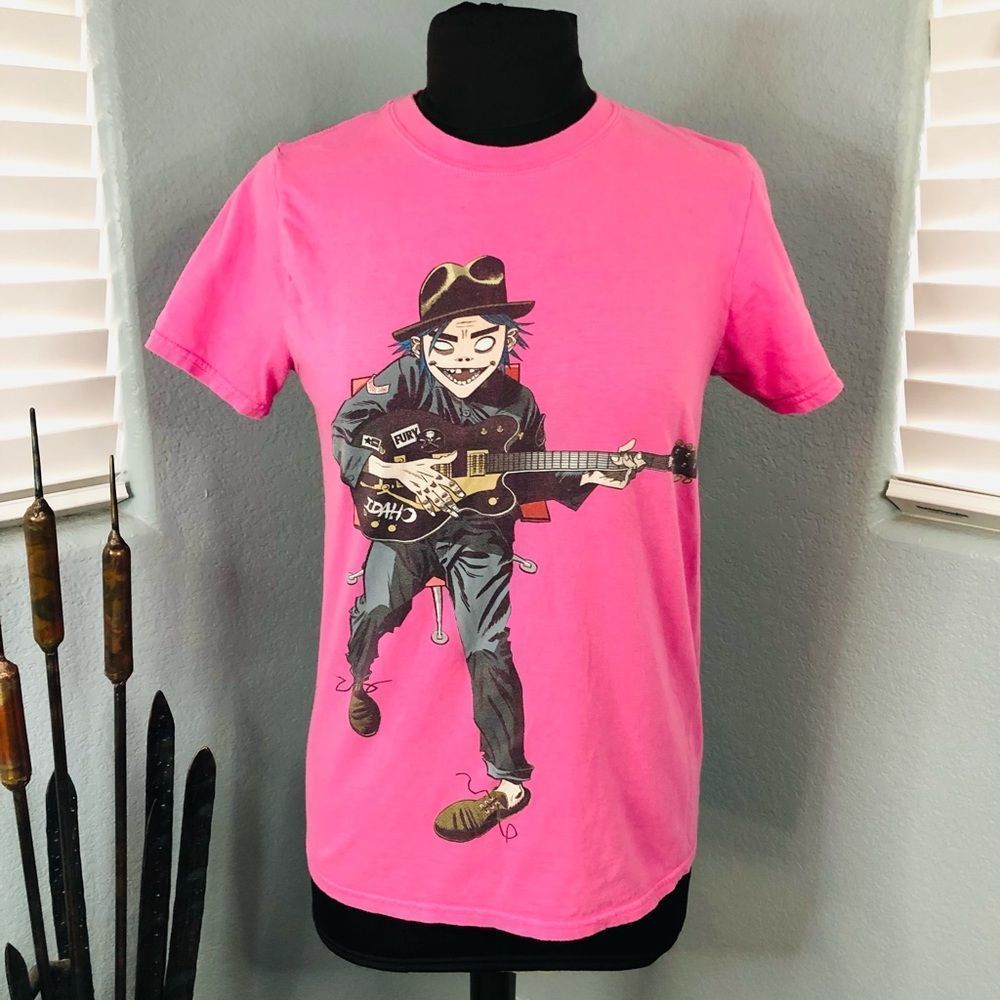 THE GORILLAZ Sold Out Shirt Hot Topic Pink Sz Small 2000s Mens Womens Band Merch